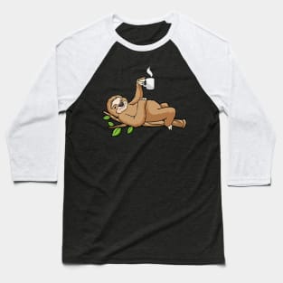 Beautiful sloth is drinking a cup coffee Baseball T-Shirt